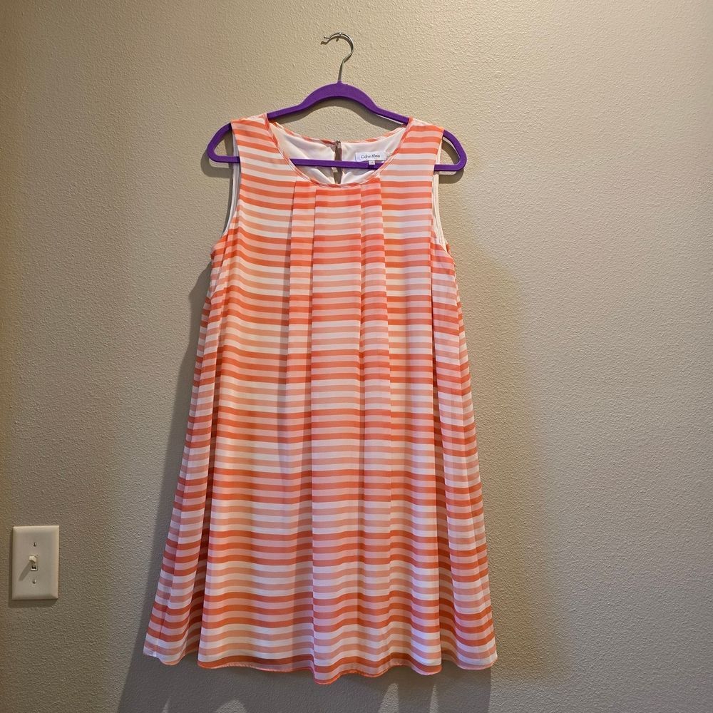 Calvin Klein Dress in Pink and White Stripes Sz 12